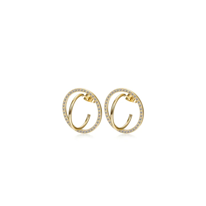 Ciunofor | CZ Encrusted Coil-Link Earrings