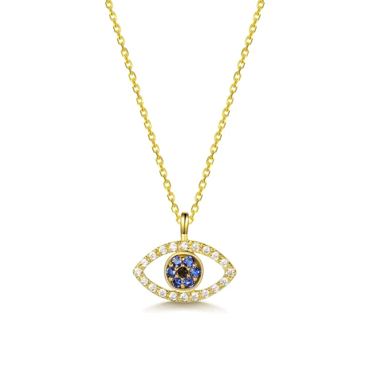 FANCIME | Evil Eye 14K Solid Yellow Gold Necklace