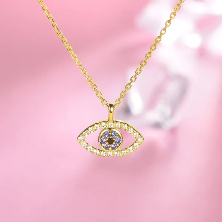 FANCIME | Evil Eye 14K Solid Yellow Gold Necklace